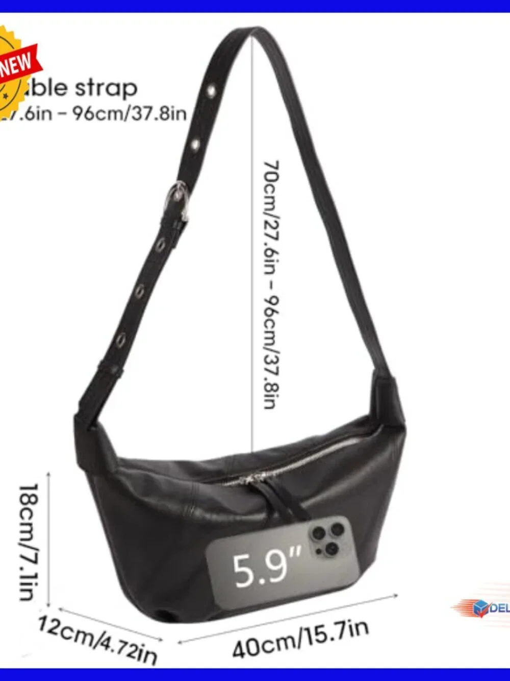 Genuine Leather Hobo Bag with Adjustable Strap, Lightweight Crossbody Purse